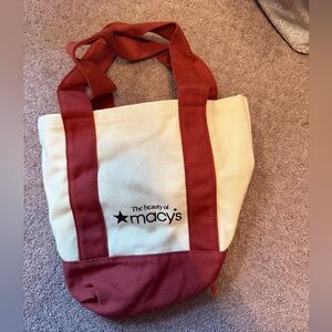 Macy's Red and Cream Tote Bag mini